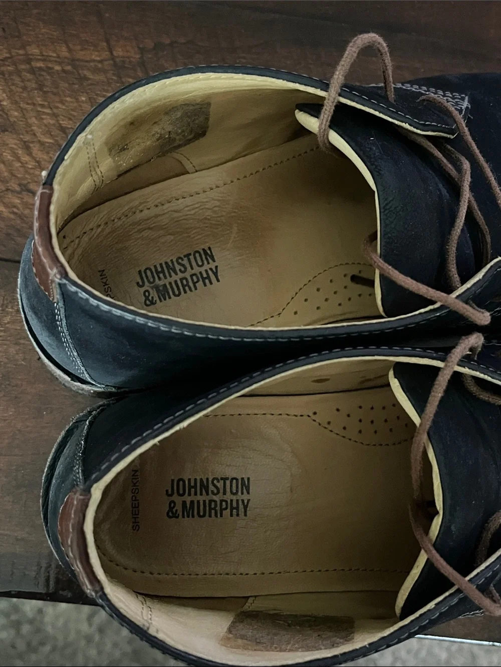 Johnston & Murphy Navy/Black Chukka Boots with Tan Accents